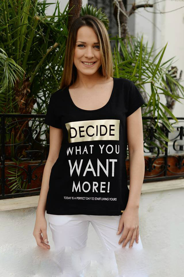 Top βαμβακερό κοντομάνικο με στάμπα