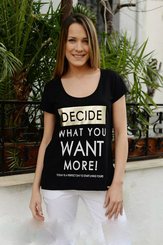 Top βαμβακερό κοντομάνικο με στάμπα