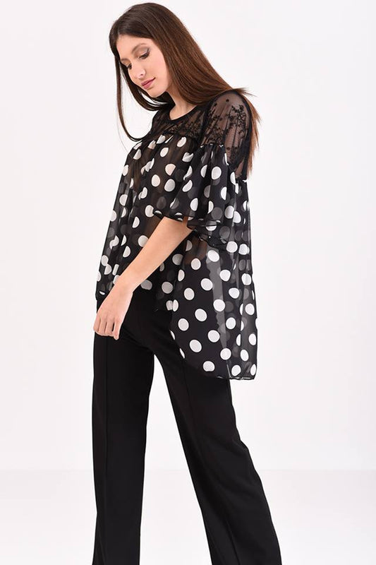 Μπλούζα με δανδέλα και φαρδιά μανίκια