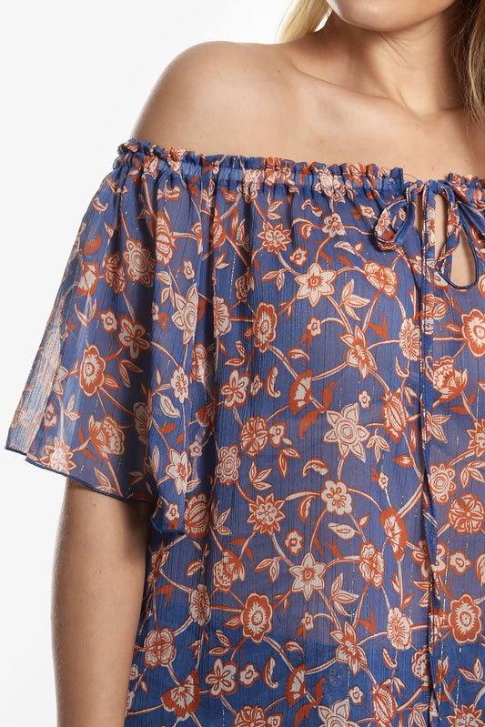 Μπλούζα floral με σούρα