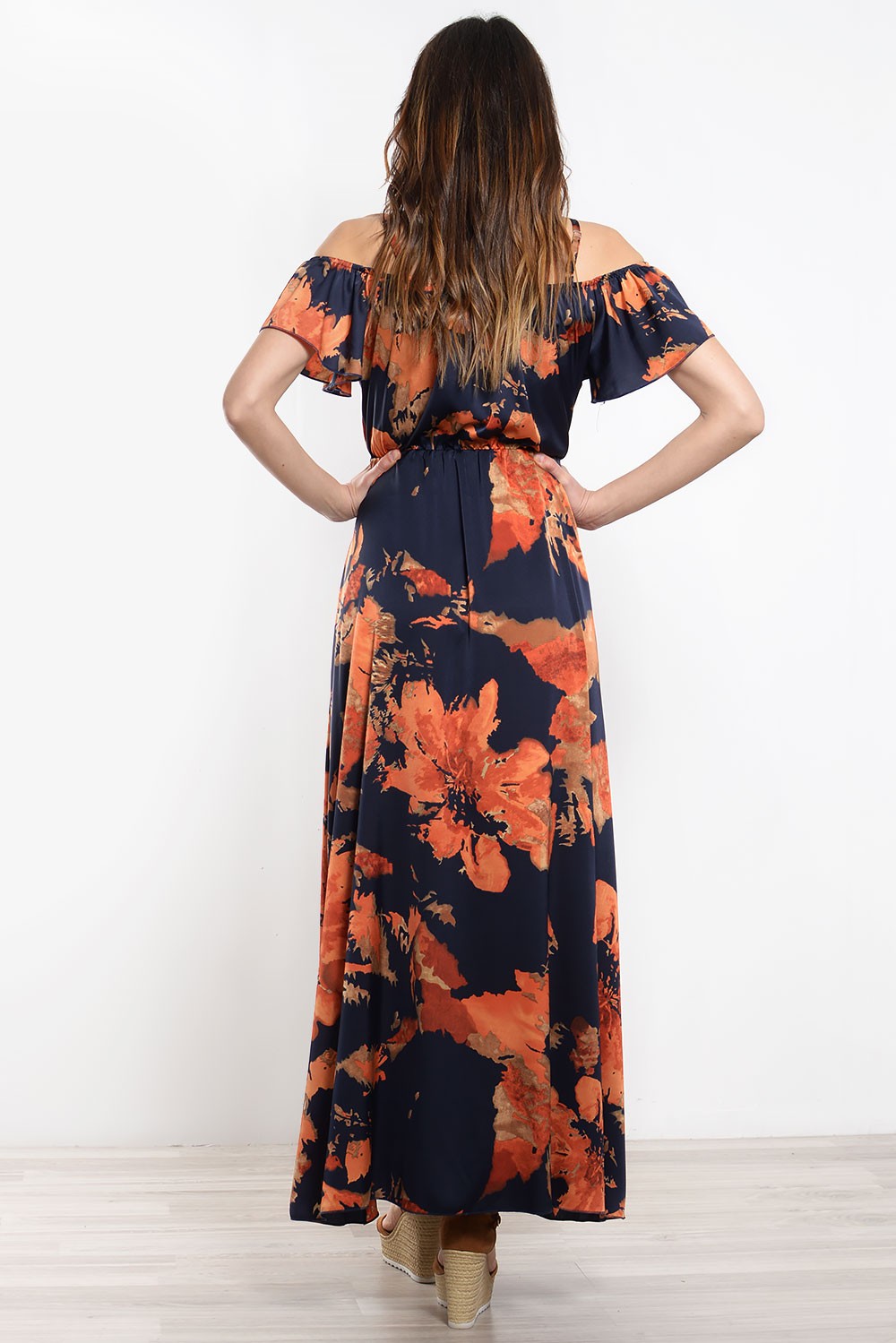 Φόρεμα maxi satin floral