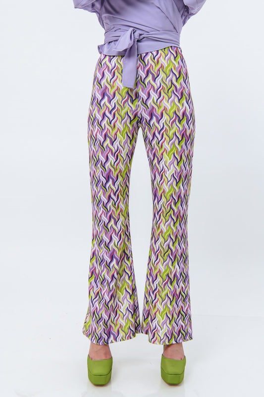 Παντελόνα καμπάνα printed multicolor