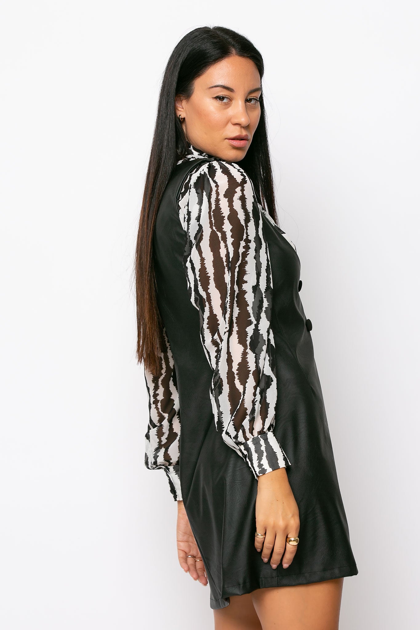 Φόρεμα mini σαλοπέτα δερματίνης