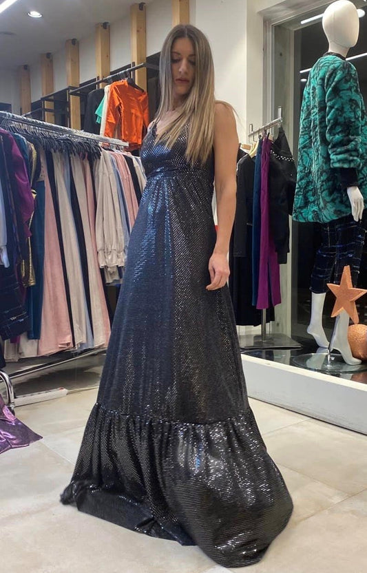 Φόρεμα maxi ιριδίζον με βολάν