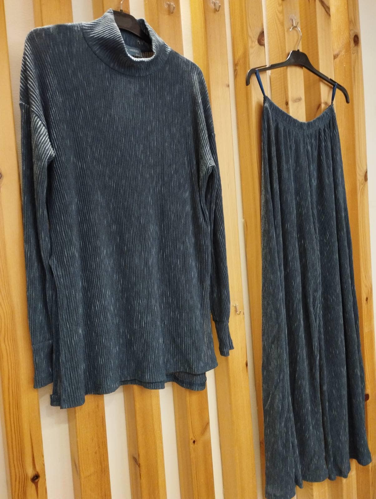 Set rib μπλούζα - παντελόνα γκοφρέ