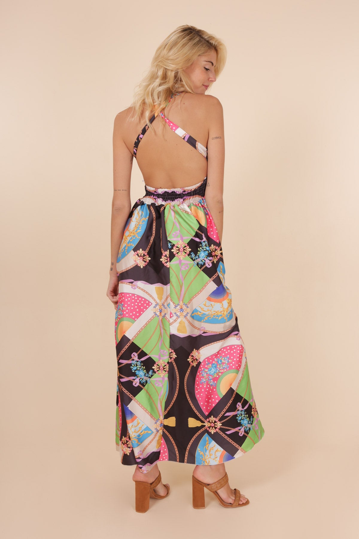 Φόρεμα maxi floral εξώπλατο