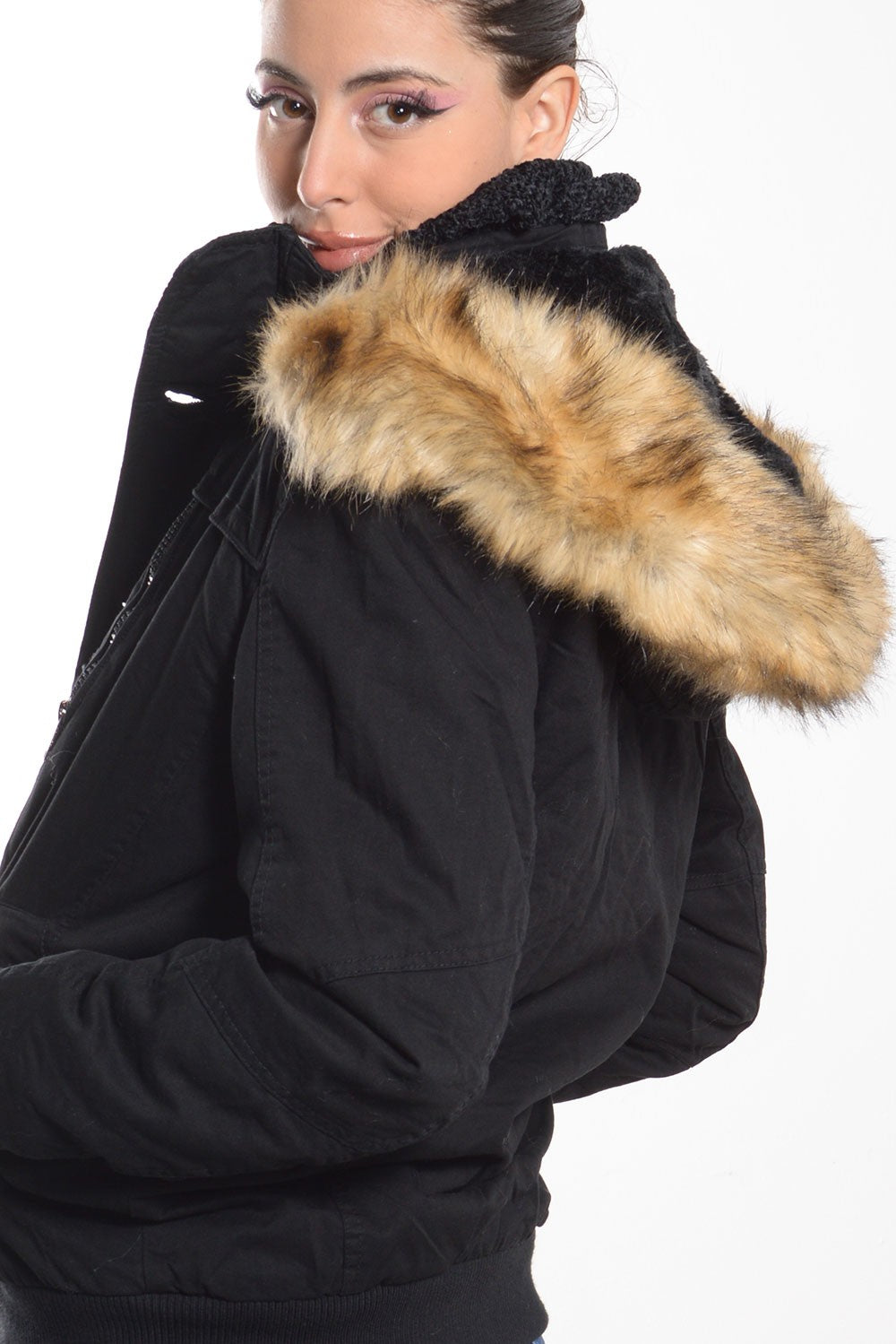 Μπουφάν υφασμάτινο με κουκούλα