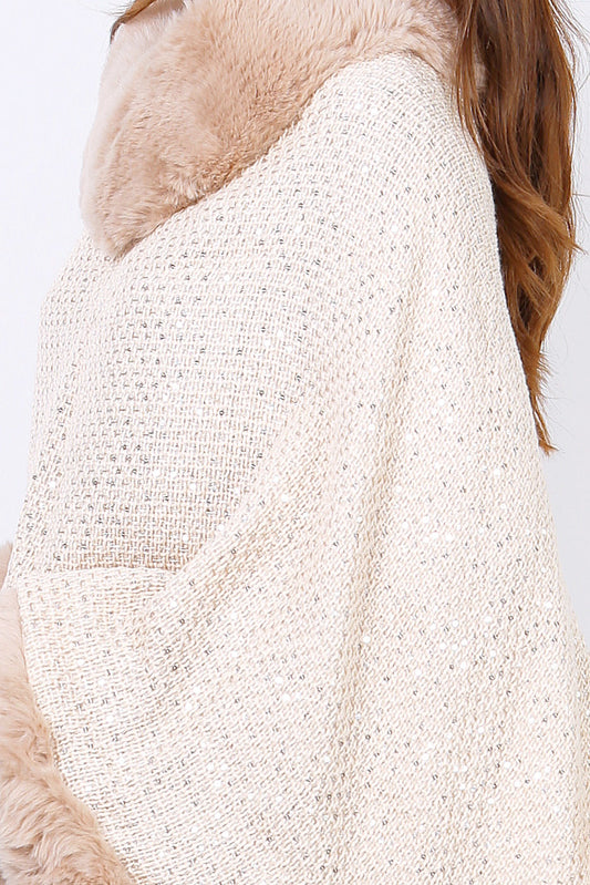 Ponchos με γούνα και παγιέτα