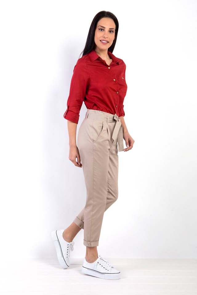 Παντελόνι με υφασμάτινη ζώνη