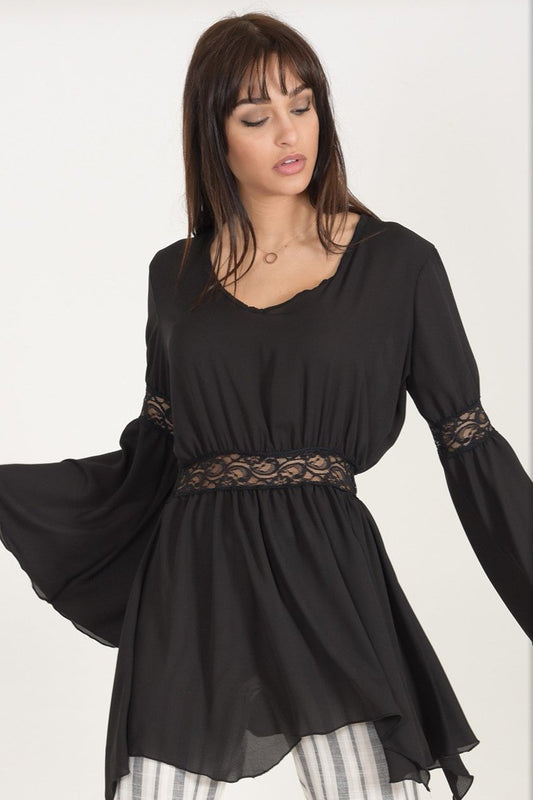 Μπλούζα ζορζέτα με δανδέλα