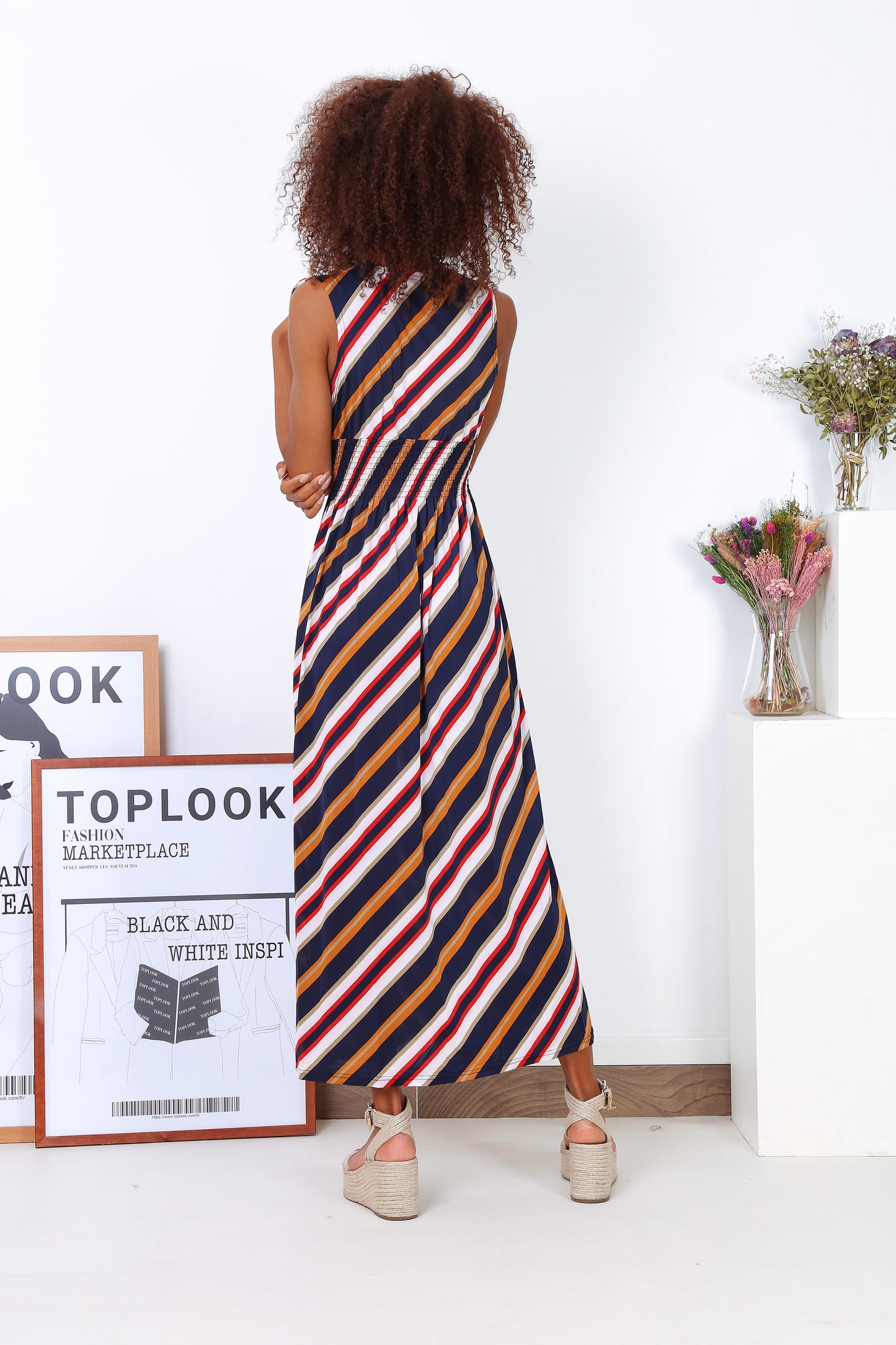 Φόρεμα ριγέ πολύχρωμο maxi