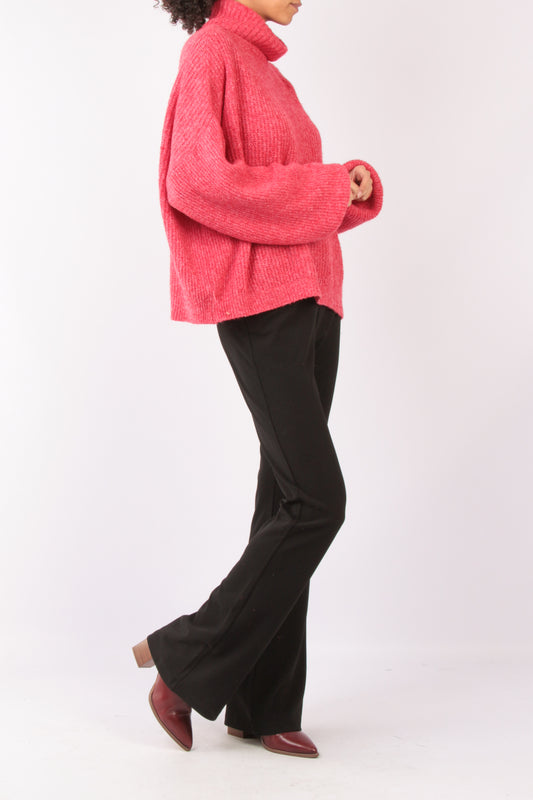 Πλεκτή μπλούζα με χαλαρό ζιβάγκο