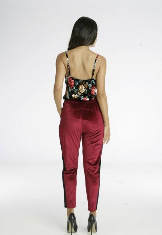 Παντελόνι βελουτέ με ρίγα στο πλάι και λάστιχο/κορδόνι στη μέση