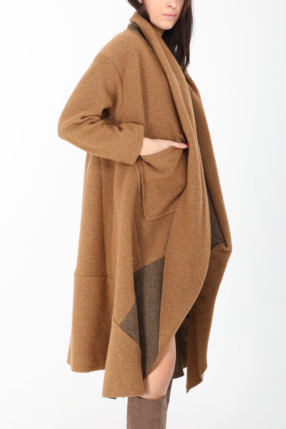 Παλτό midi δίχρωμο oversized