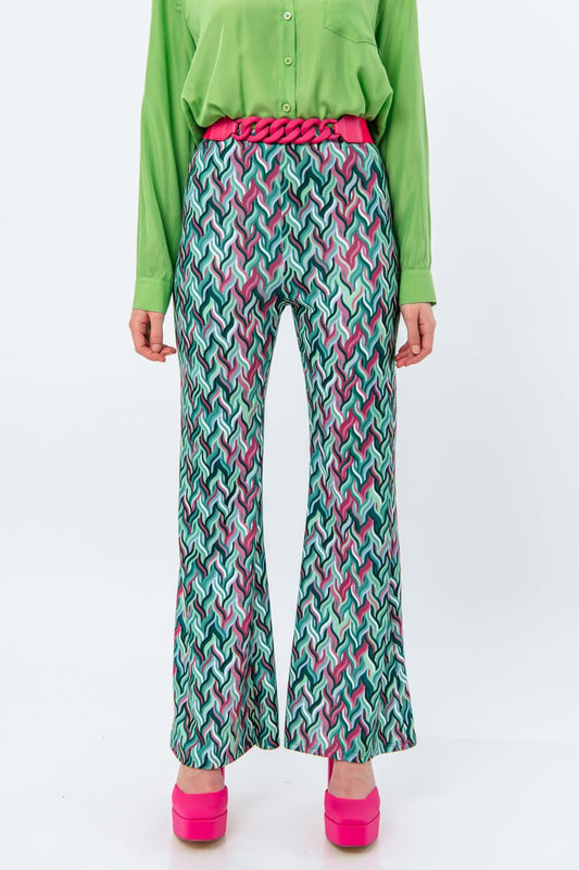 Παντελόνα καμπάνα printed multicolor