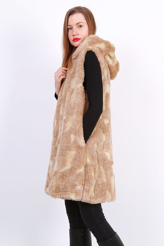 Γιλέκο γούνινο με κουκούλα