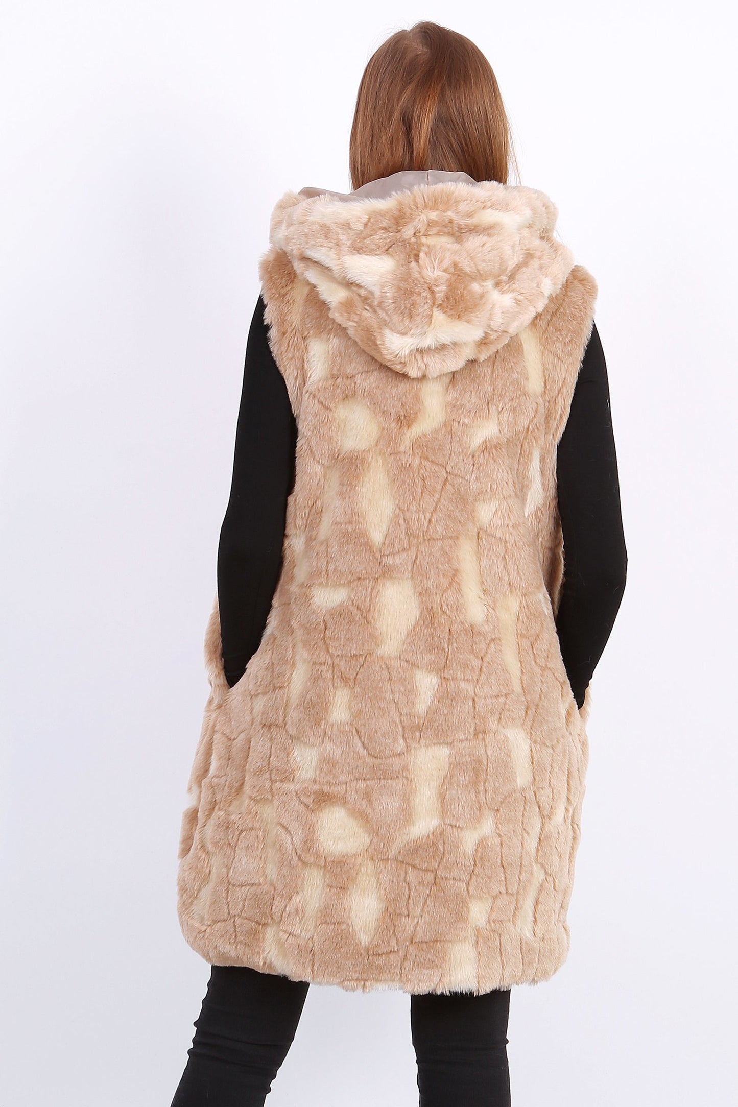 Γιλέκο γούνινο με κουκούλα