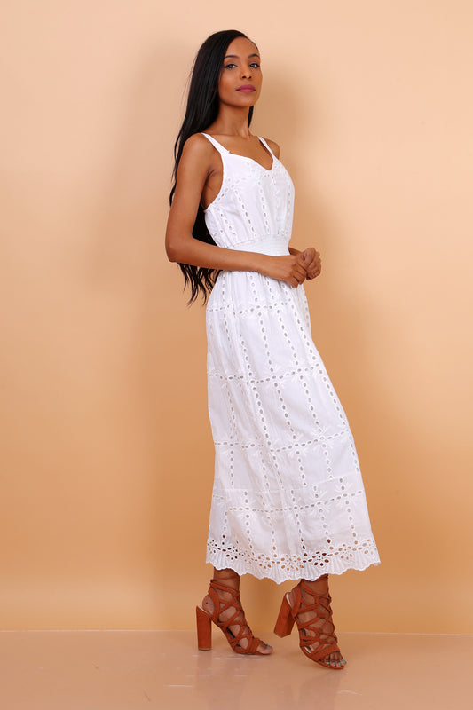 Φόρεμα maxi με κοφτό κέντημα