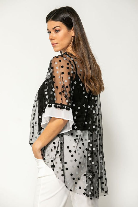 Μπλούζα διάφανη πουά με τοπάκι
