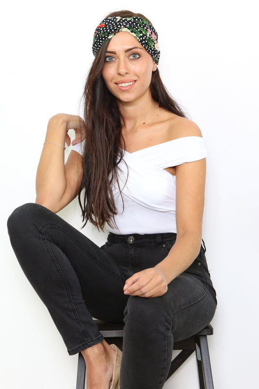 Μπαντάνα floral πουά