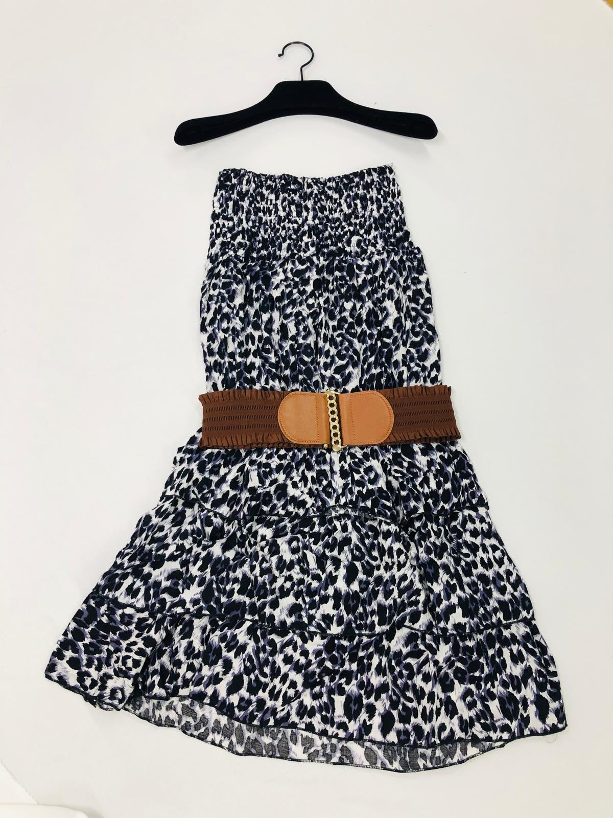 Φόρεμα midi/mini leopard με ζώνη