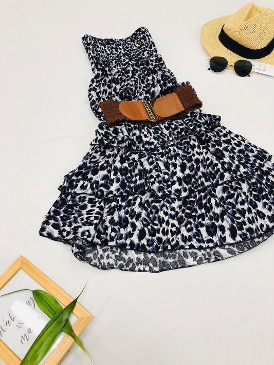 Φόρεμα midi/mini leopard με ζώνη