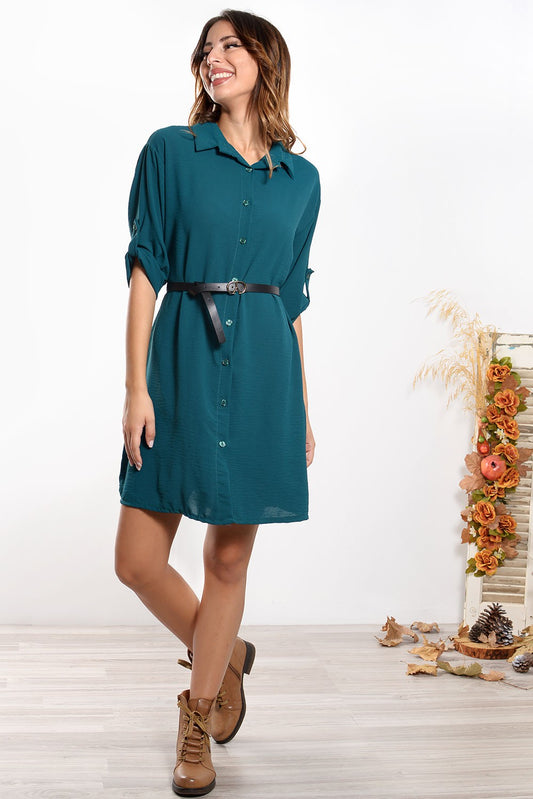 Φόρεμα mini σεμιζιέ με ζώνη