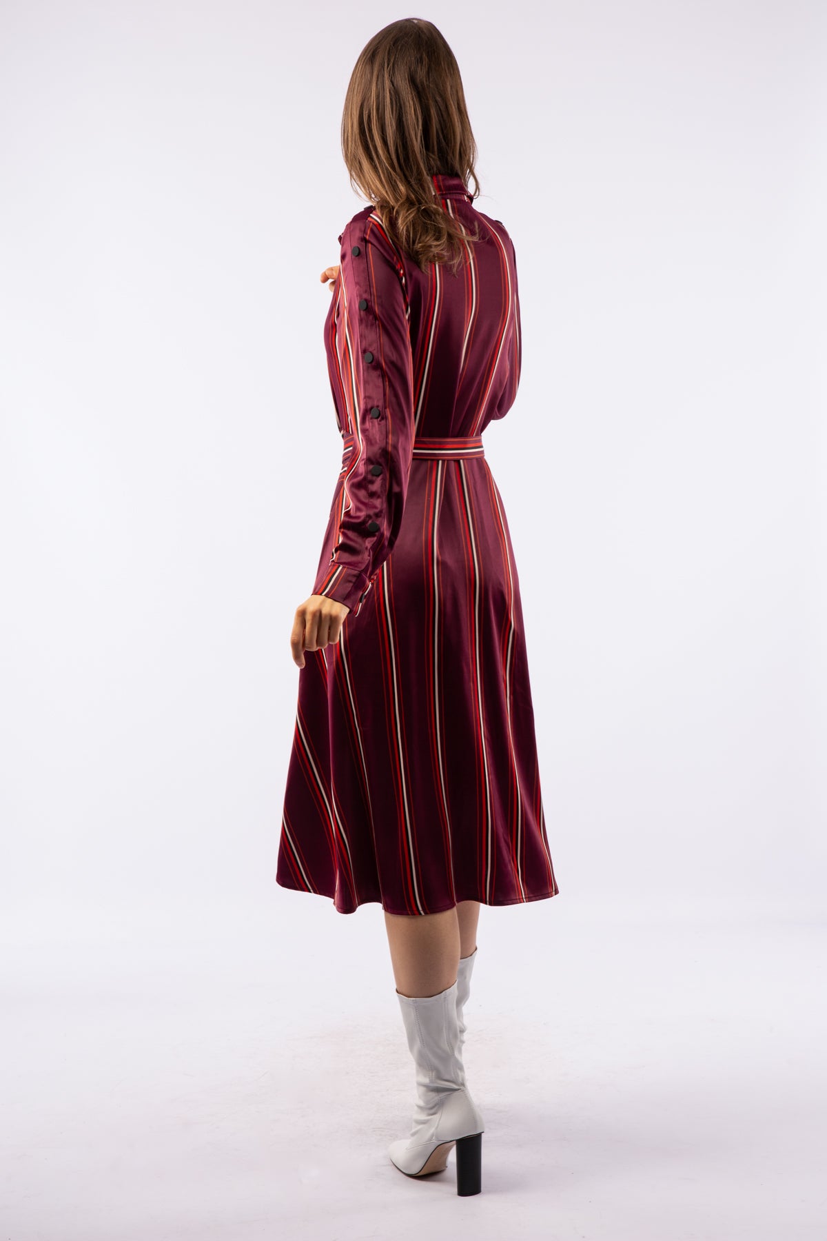 Shirt dress satin midi