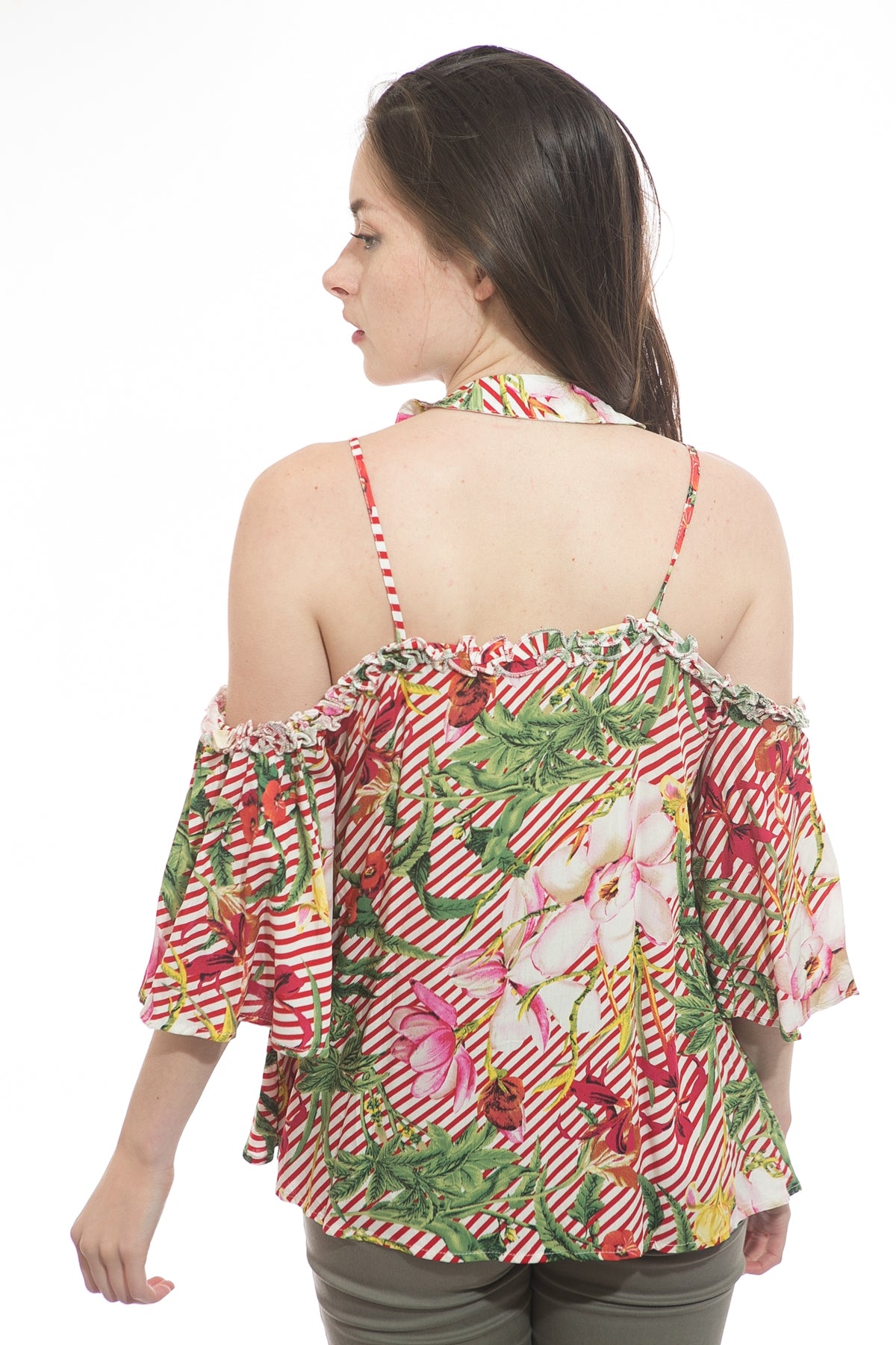 Μπλούζα έξωμη floral boho