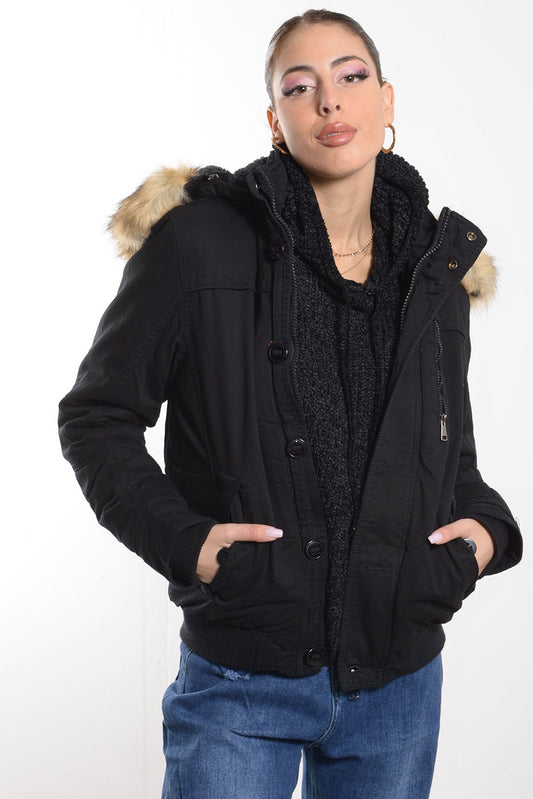 Μπουφάν υφασμάτινο με κουκούλα