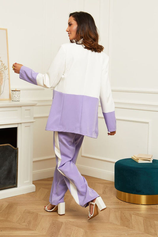 Σετ blazer - παντελόνι δίχρωμο