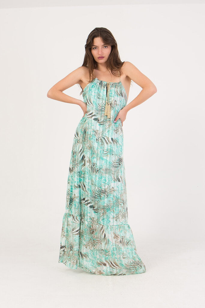 Φόρεμα maxi εμπριμέ βραδινό