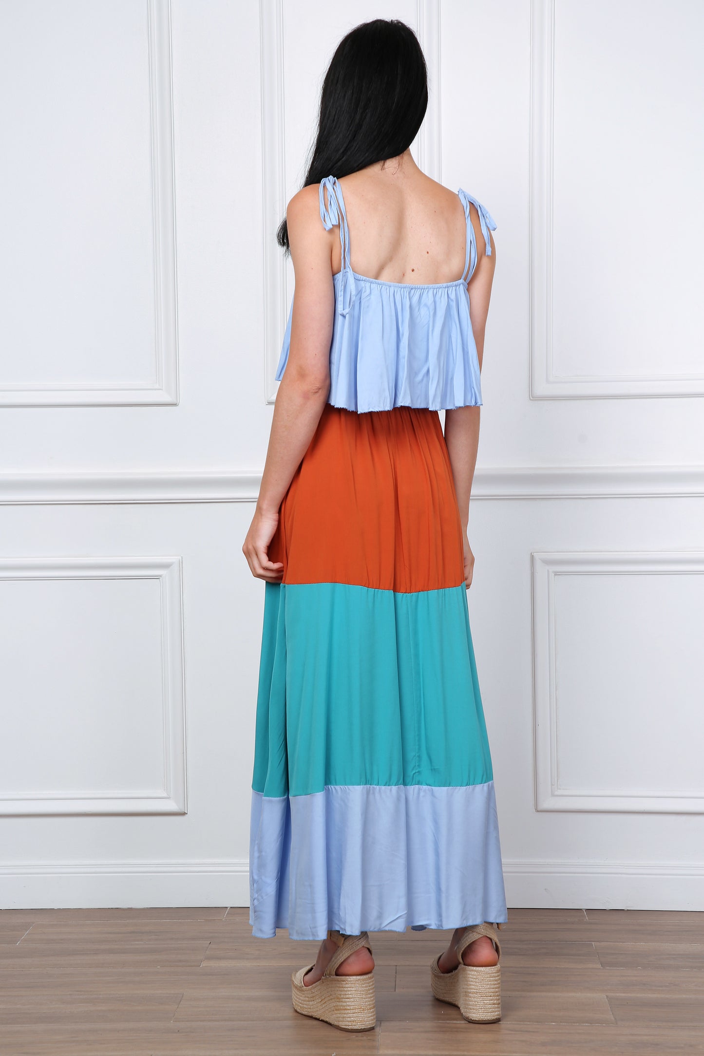 Φόρεμα maxi τρίχρωμο