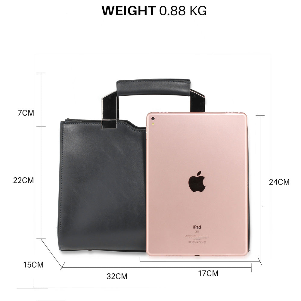 Anna Grace Fashion Tote Bag With Black Metal Work