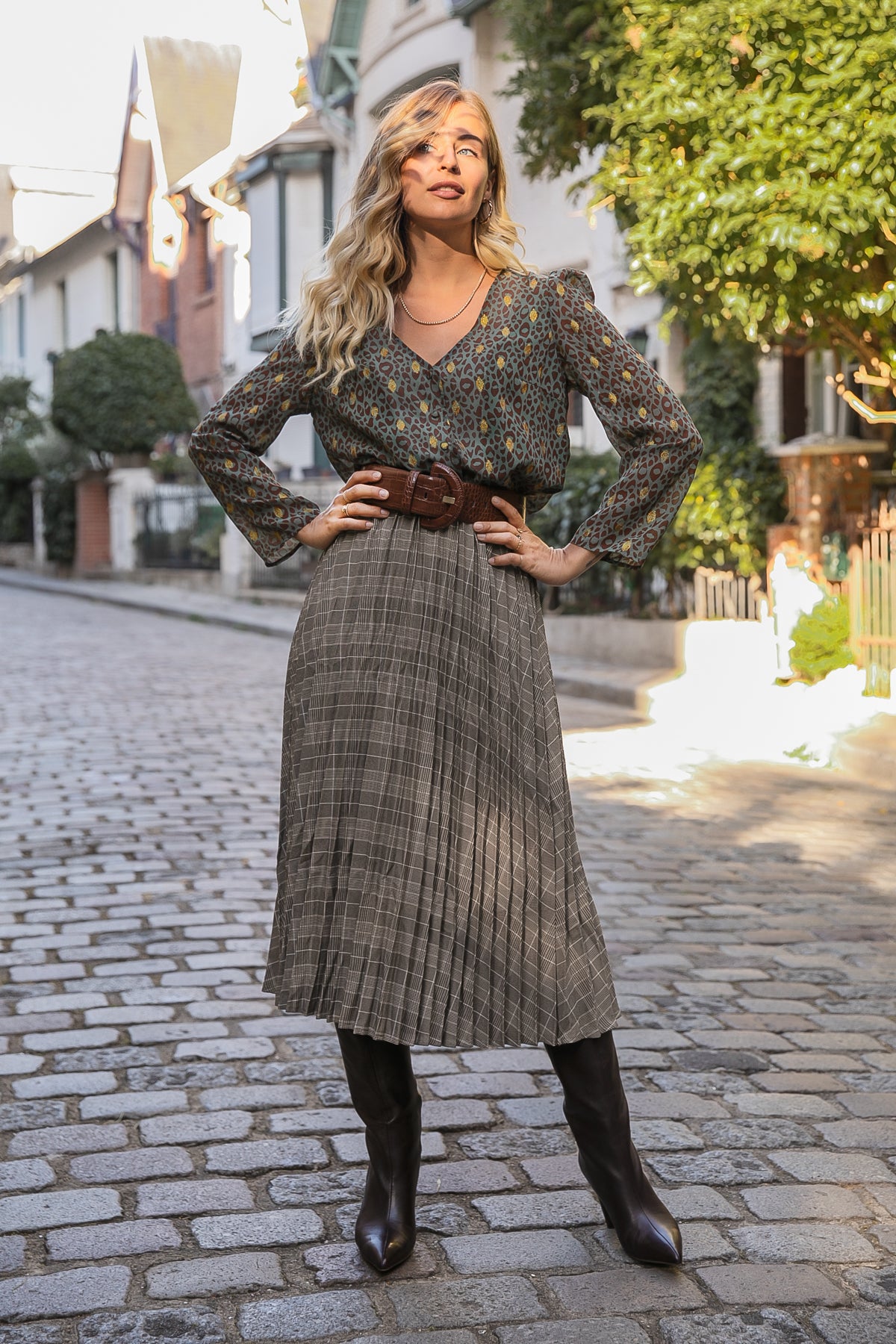 Φούστα midi πλισέ