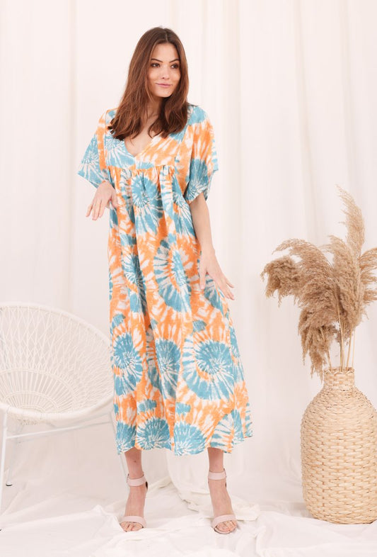 Φόρεμα midi/maxi floral λινό