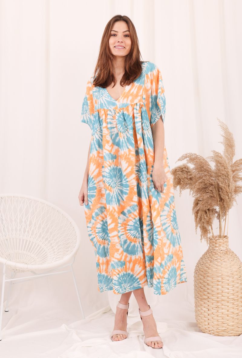 Φόρεμα midi/maxi floral λινό