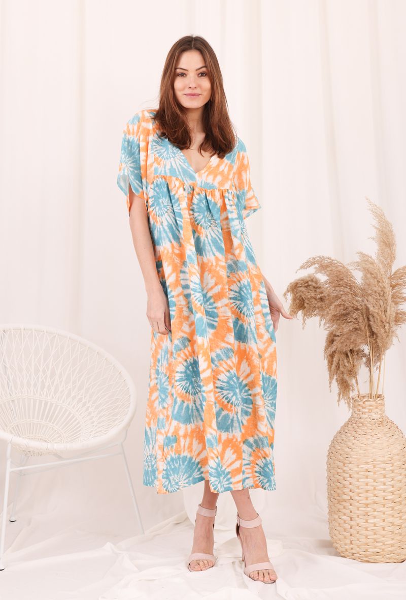 Φόρεμα midi/maxi floral λινό