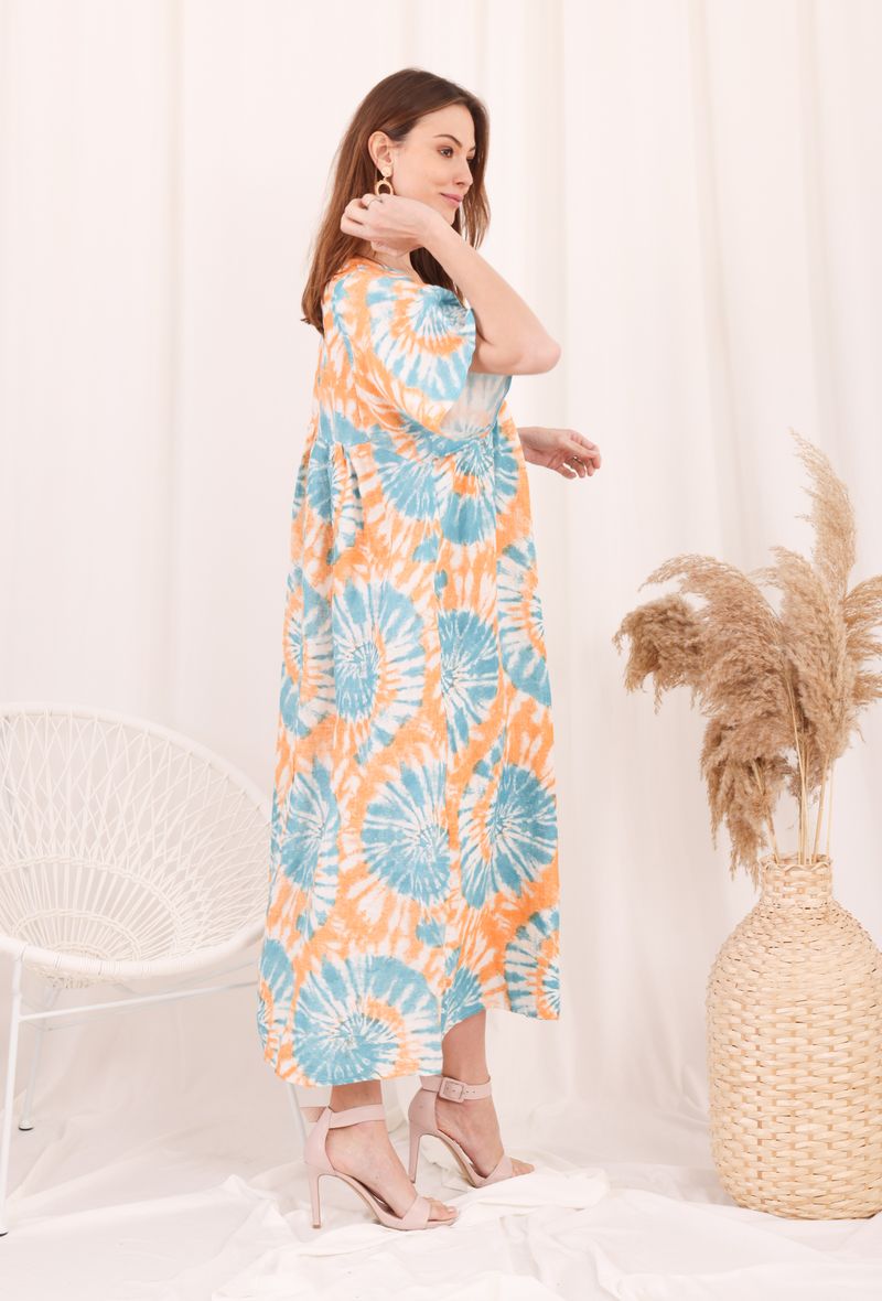 Φόρεμα midi/maxi floral λινό