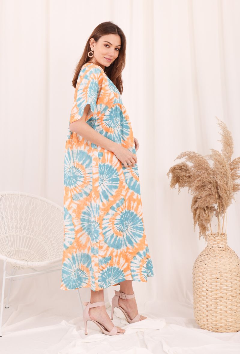 Φόρεμα midi/maxi floral λινό