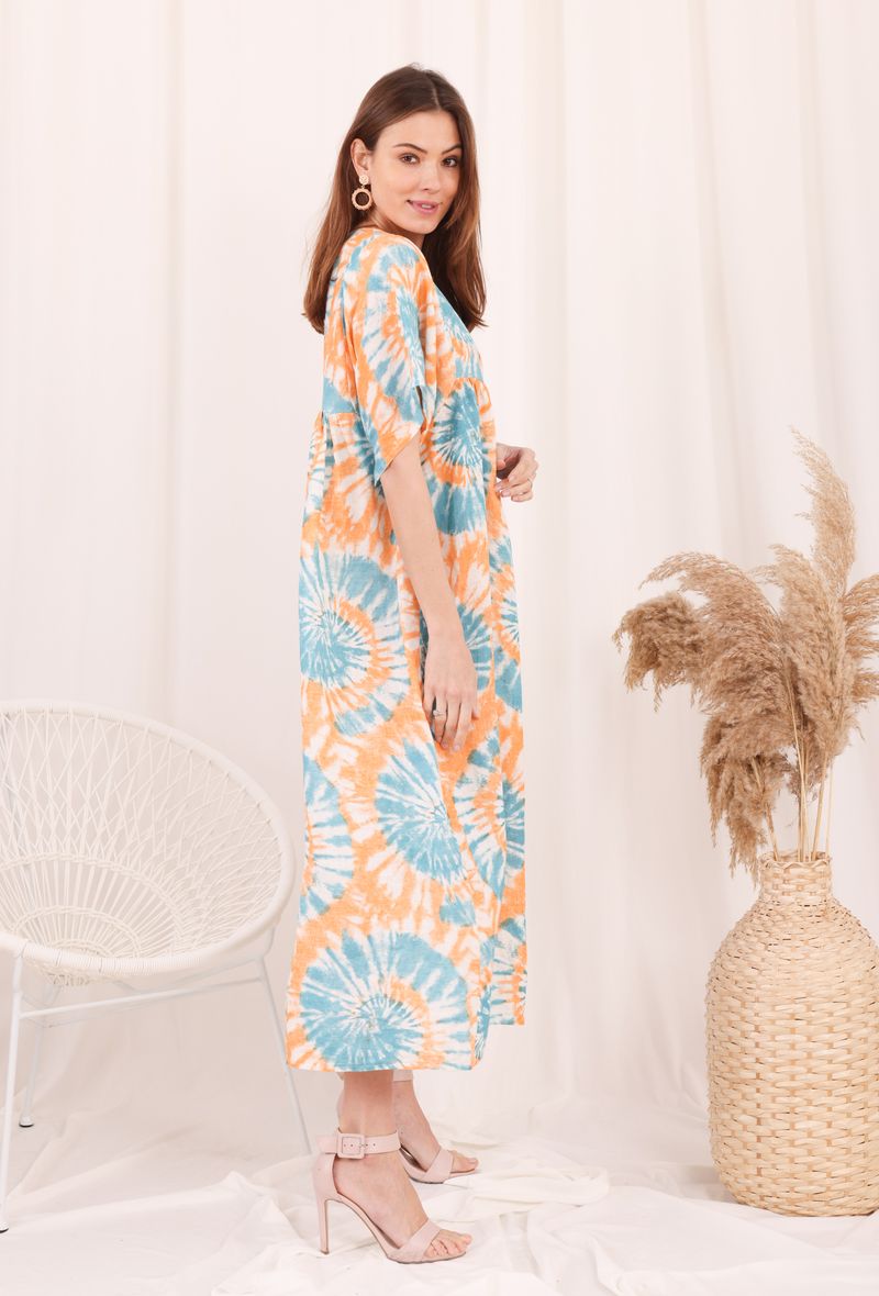 Φόρεμα midi/maxi floral λινό