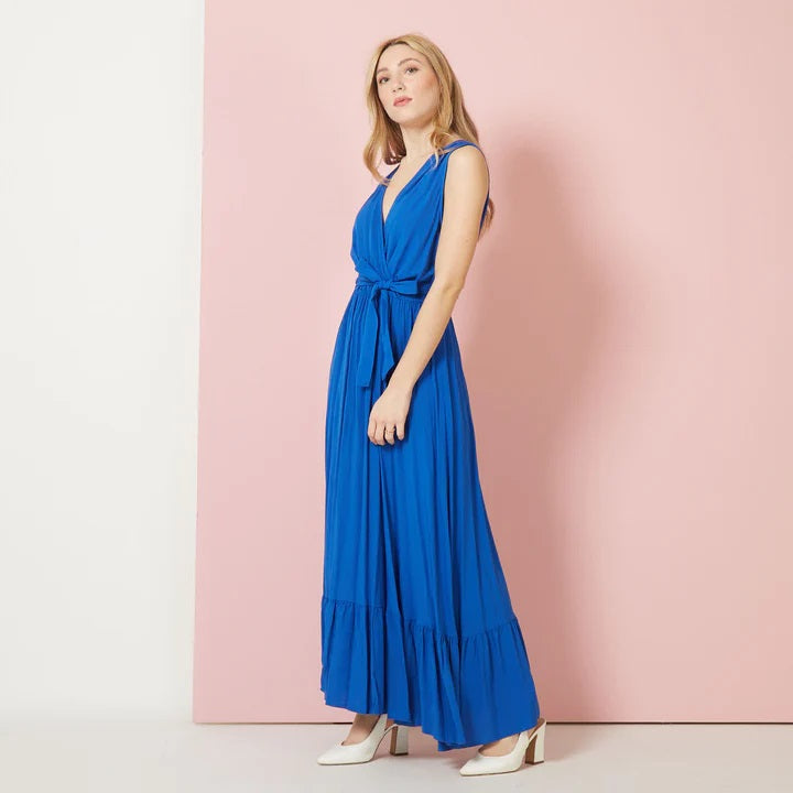 Φόρεμα maxi croise με βολάν