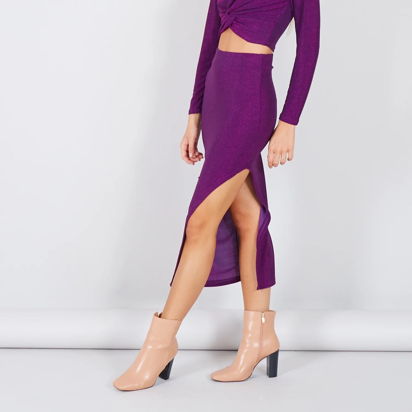 Φούστα midi lurex με σκίσιμο