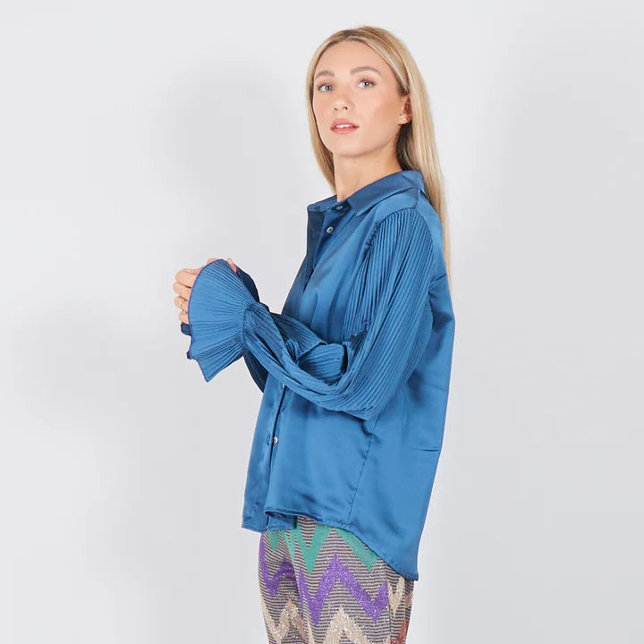 Πουκάμισο satin πλισέ μανίκια