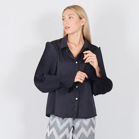 Πουκάμισο satin πλισέ μανίκια