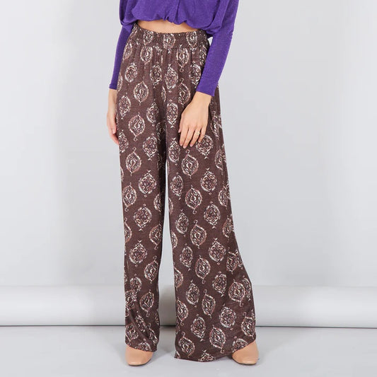 Παντελόνα εμπριμέ με lurex