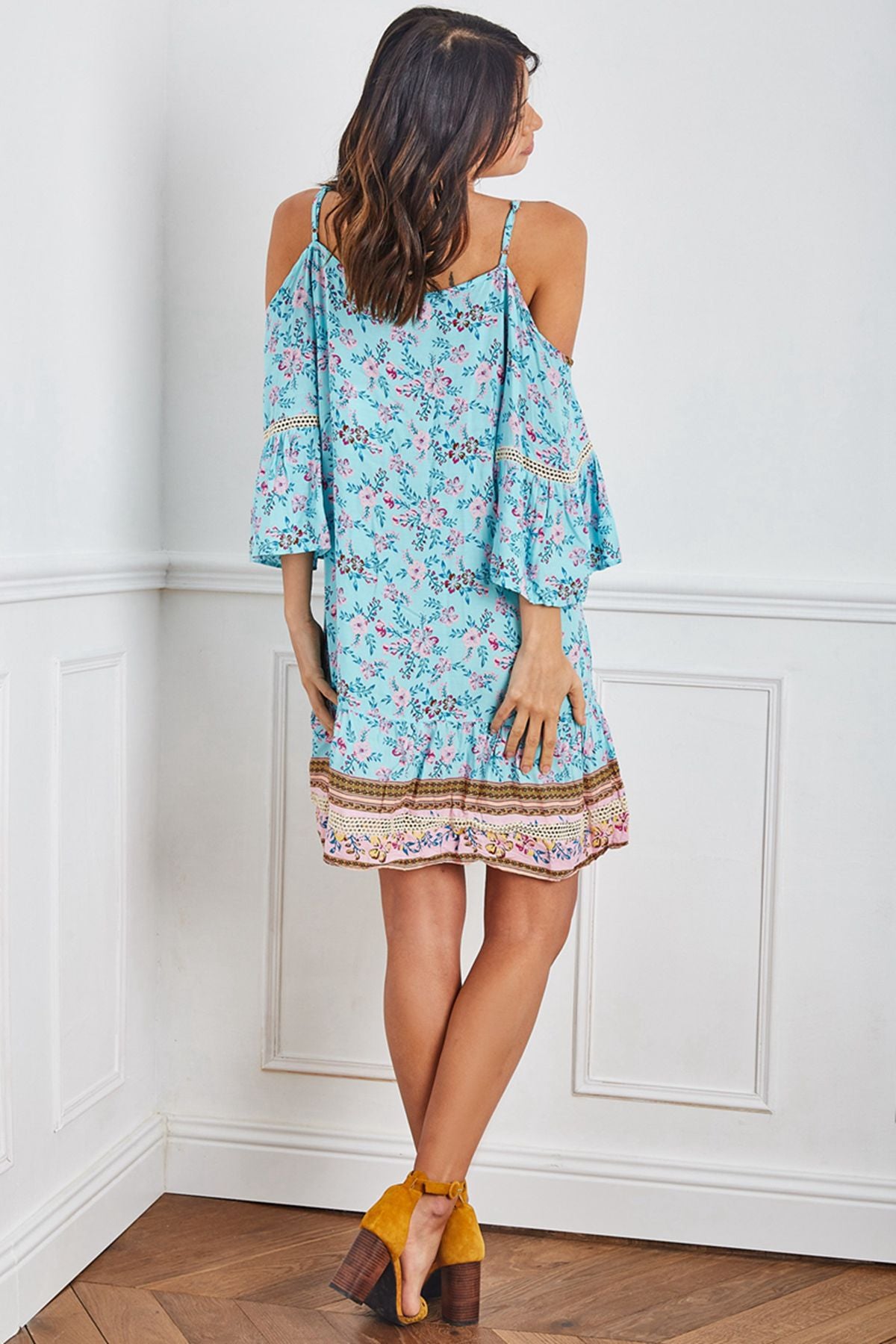 Φόρεμα mini boho floral
