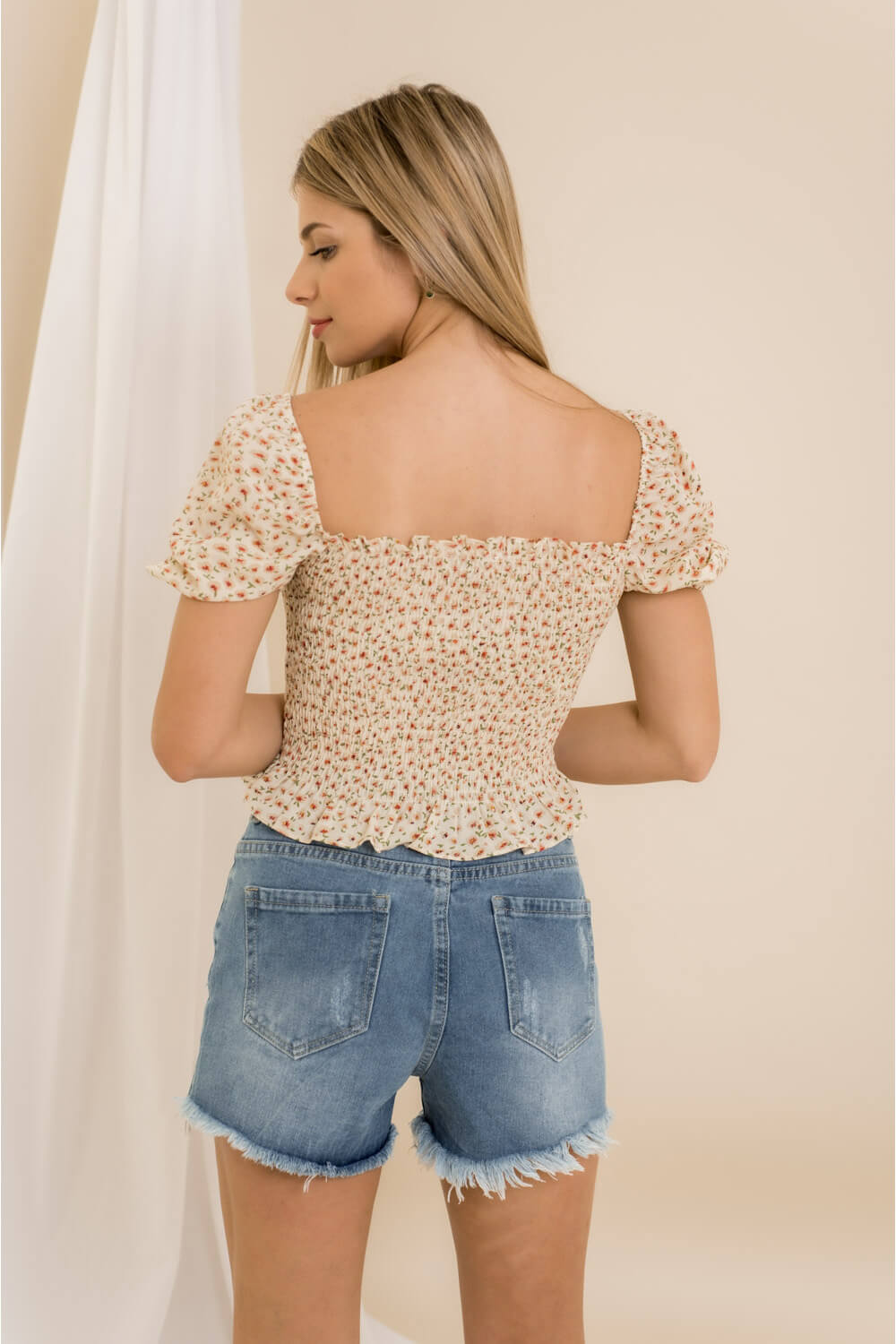 Τοπ κοντομάνικο balloon floral