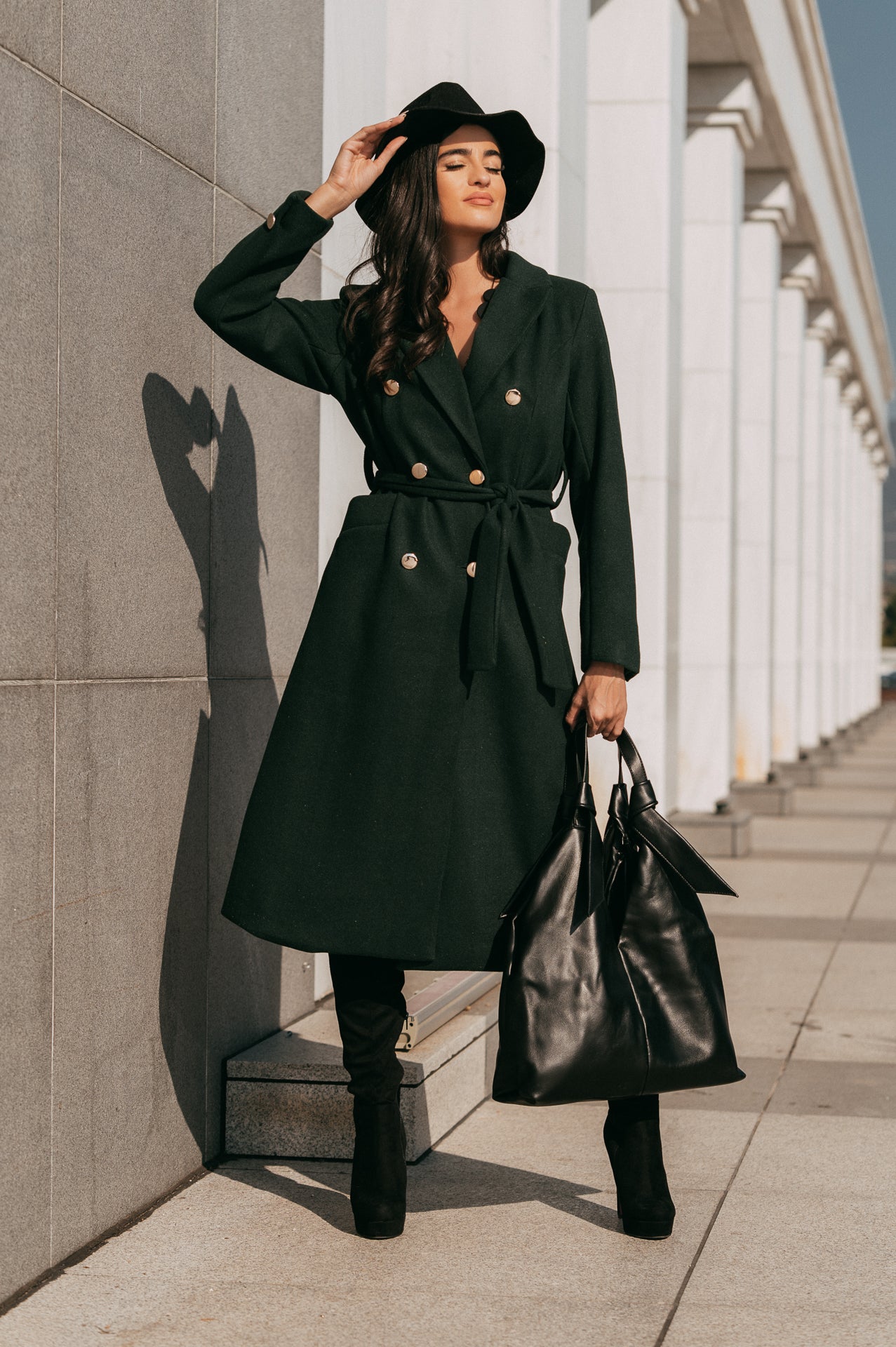 Παλτό μάλλινο με ζώνη