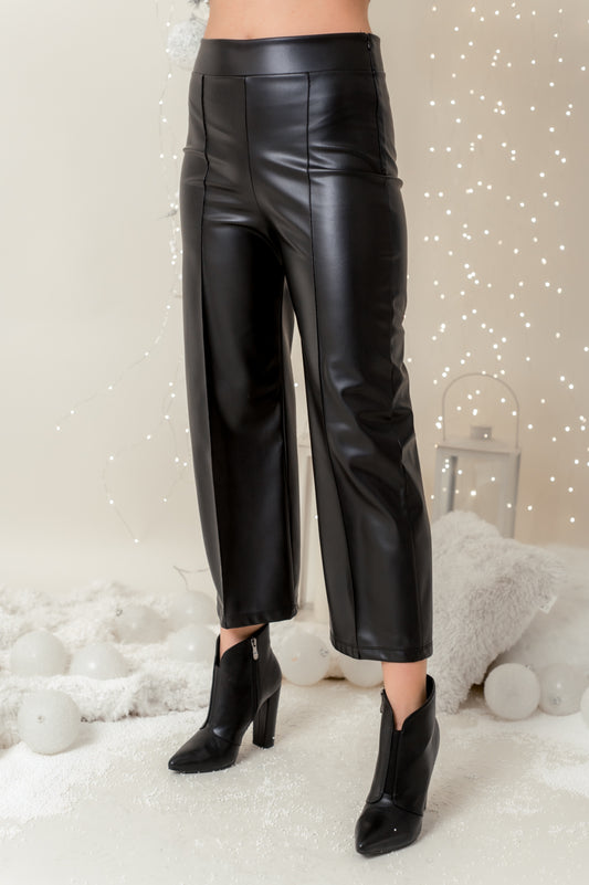 Παντελόνι δερματίνης ζιπ κιλότ